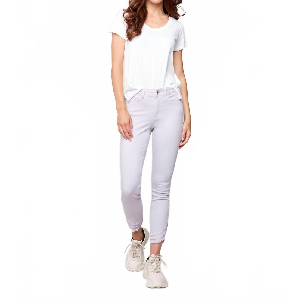 NEW CHARLIE B ripped hem jeans in lilac